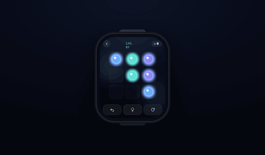 Lumora running on Apple Watch with a glowing connected path
